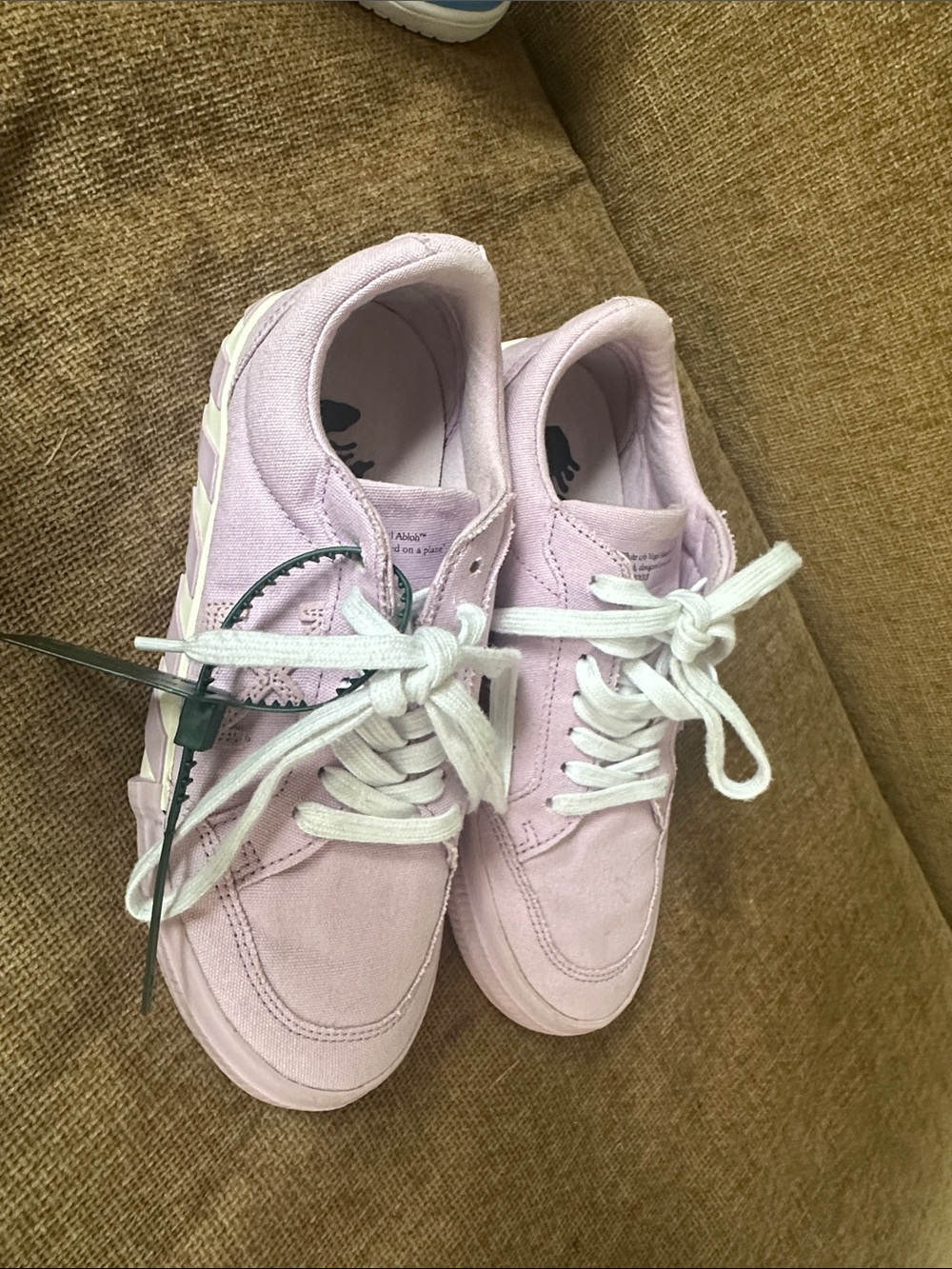 Off-White Women's Light Pink Suede Lace-Up Sneakers